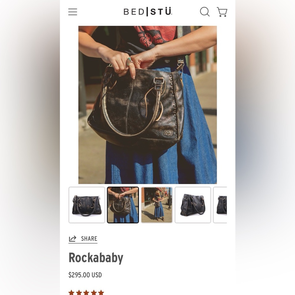 BED|STU Rockababy Distressed Black HW Leather Bag Crossbody Versatile Edgy
